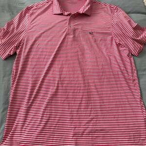 Vineyard Vines Performance Polo Shirt in Lighthouse Red/White Stripe XXL‎